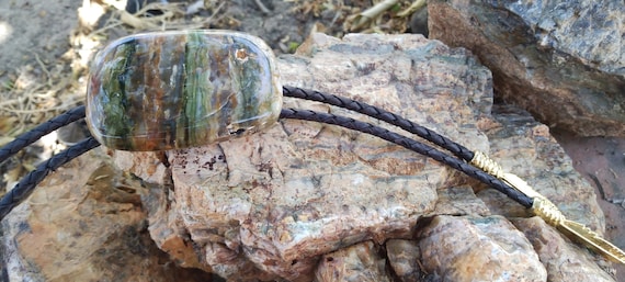 Petrified wood bolo necktie / necklace from the Calico Mountains, California
