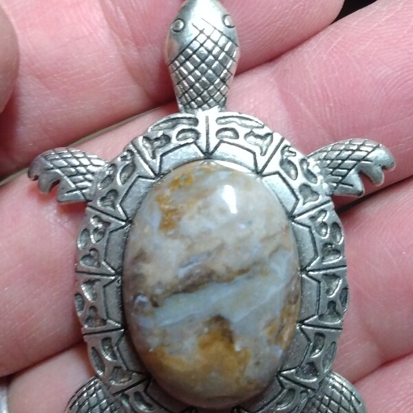 Beautiful Mojave Desert Jasper Sea Turtle pendant on a handmade leather necklace of your choice