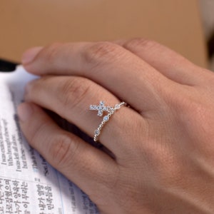 Silver Twinkle Dangle Cross Ring |  Cross | Christian Gift | Religious Gift | Confirmation Gift | Communion Gift
