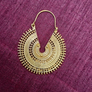 Lightweight Metal Hoop Earrings, Statement Circle Hoop Earrings, Mandala Filigree Earring, Gift For Her, Floral Filigree Hoop Earring