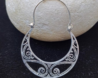 Silver hoop Vintage earrings ethnic Jaipur mandala silver bohemian hippie chic jewelry gift for her in vintage