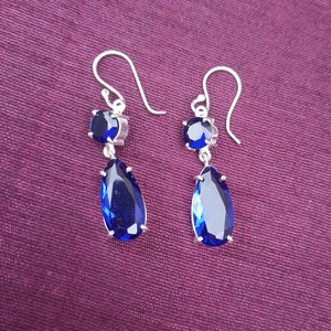 Classic Blue German silver Earrings For women Silver Bridesmaid Jewelry Gift for Her Mothers Wedding gift Bridesmaid gift MOH Gift