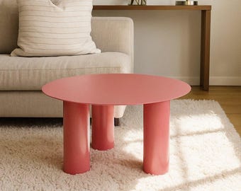 Small Round Powdercoated Coffee Table: Modern Minimalist Metal Design