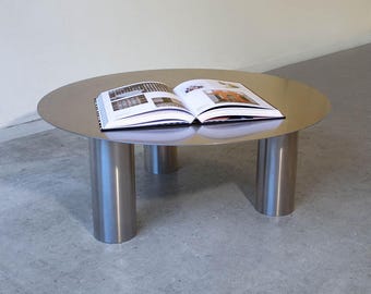 Large Stainless Steel Coffee Table: Modern Industrial Design, Made in New Zealand