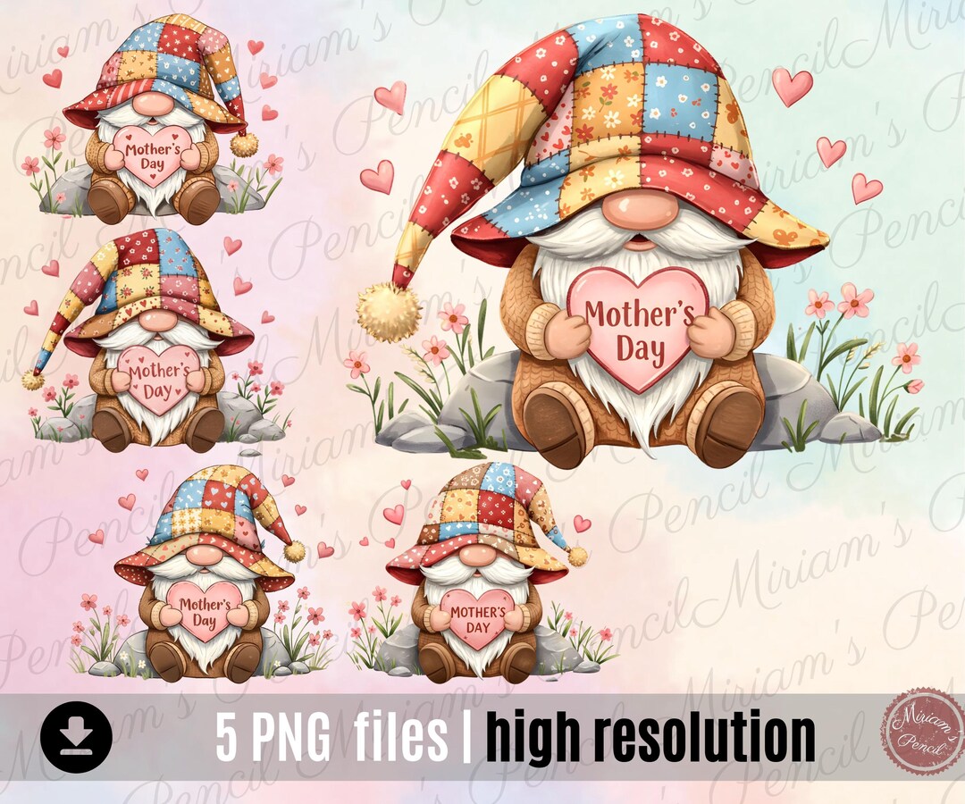 Watercolor Gnome Clipart Bundle: Mother's Day Graphics (PNG) - Etsy