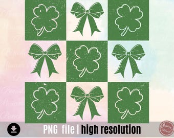 Kleeblatt, Karomuster: St Patrick's Day PNG SVG (Digital Download)