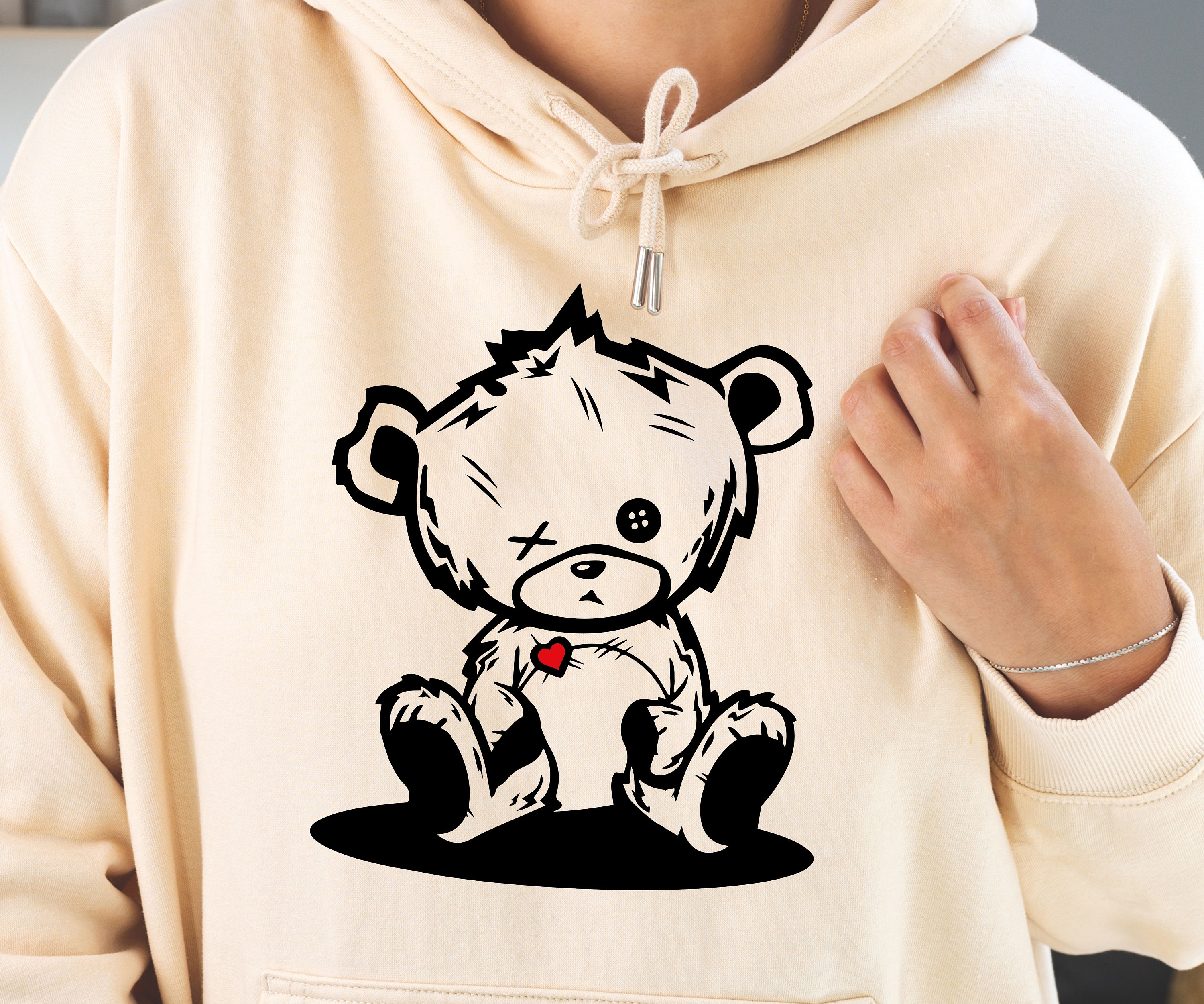 Beaten Teddy Bear PNG SVG, Teddy Bear Svg, Teddy Bear With Heart