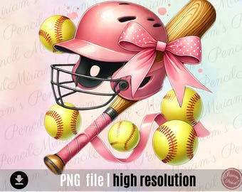 Girls Baseball Coquette PNG: Game Day Design (Digital Download)