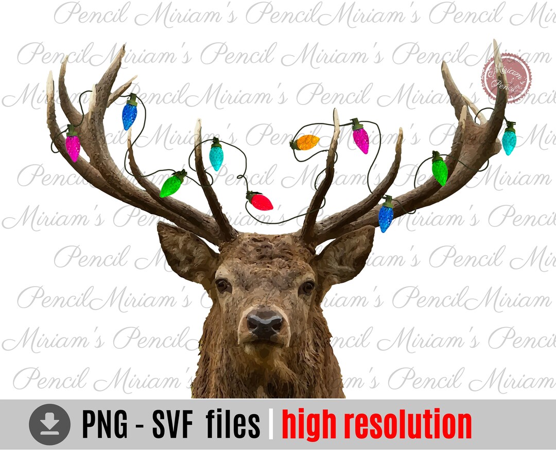 Deer Horns Christmas Poster Christmas Lights Instant - Etsy
