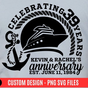 K&ouml;nnte beinhalten: Schwarzwei&szlig;es Design eines Schiffsrades mit einem Seilrand, das 30 Jahre feiert. Der Text lautet "Celebrating 30 Years Kevin & Rachel's Anniversary Est. June 11, 1984".