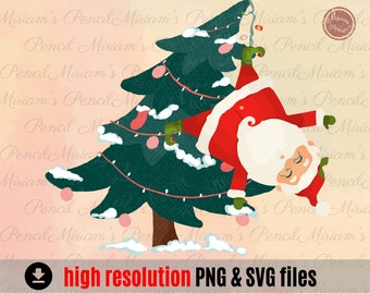 Fichier de découpe du Père Noël et de l’arbre de Noël, Père Noël SVG, Santa Face SVG, SVG de Noël, Images clipart du Père Noël, Pour Cricut et Glowforge | SVG JPG PNG EPS