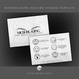 Plantilla de folleto de etapas de curación de Microblading editable A5, tarjeta de cuidado posterior, cuidado posterior de Microblading
