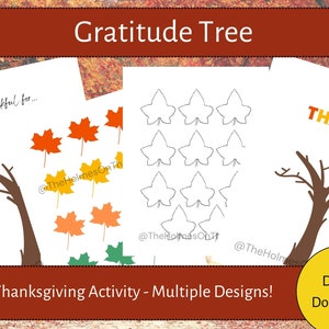 DIY Gratitude Tree Printable | Multiple Designs | Thanksgiving Activity for Kids | Give Thanks | Thankful Tree | PDF Printable