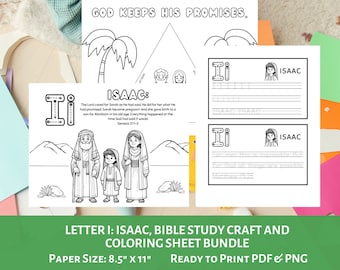 Letter I Isaac Bible Craft for Kids | Abraham & Sarah Kids Bible Lesson | Memory Verses Scripture Tracing | Sunday School Activity Genesis