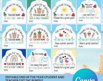 End of the Year Printable Gift Tags for Student Gifts and Teacher Gifts Bundle | Classroom Gift Tag | Summer Gift Tag | Teacher Appreciation