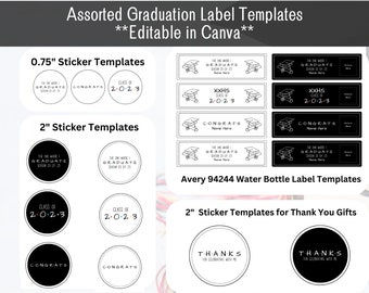 Friends Theme Graduation Label Vorlagen | Wasserflaschenetiketten | 0.75" und 2" Runde Etiketten | Grad Party Dekoration und Gastgeschenke | Digitaler Download