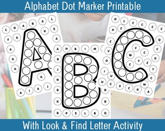 Alphabet Dot Marker Printable Pages | Preschool Kindergarten Homeschool Activity | Look & Find Letters | Printable PDF 8.5" x 11"