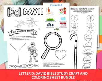 Letter D David Bible Craft for Kids | David & Goliath Kids Bible Lesson | Sunday School Crafts for Kids Psalm 23 David's Heart 1 Samuel 16