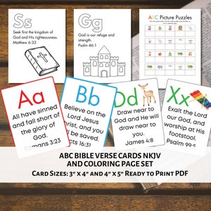 Alphabet Bibel-Vers-Karten | ABC Schriftkarten für Kinder | ABC Memory Vers-Karten | Digitaler Download der Kinderbibelstudie
