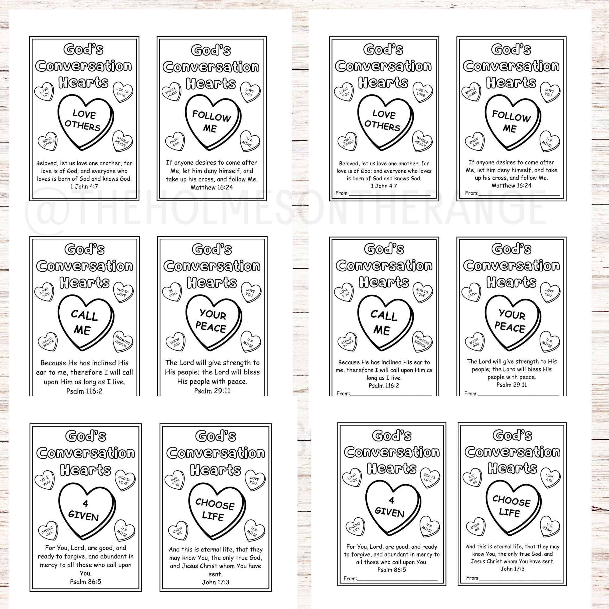 God's Conversation Hearts Printable Valentines Coloring Cards NKJV ...