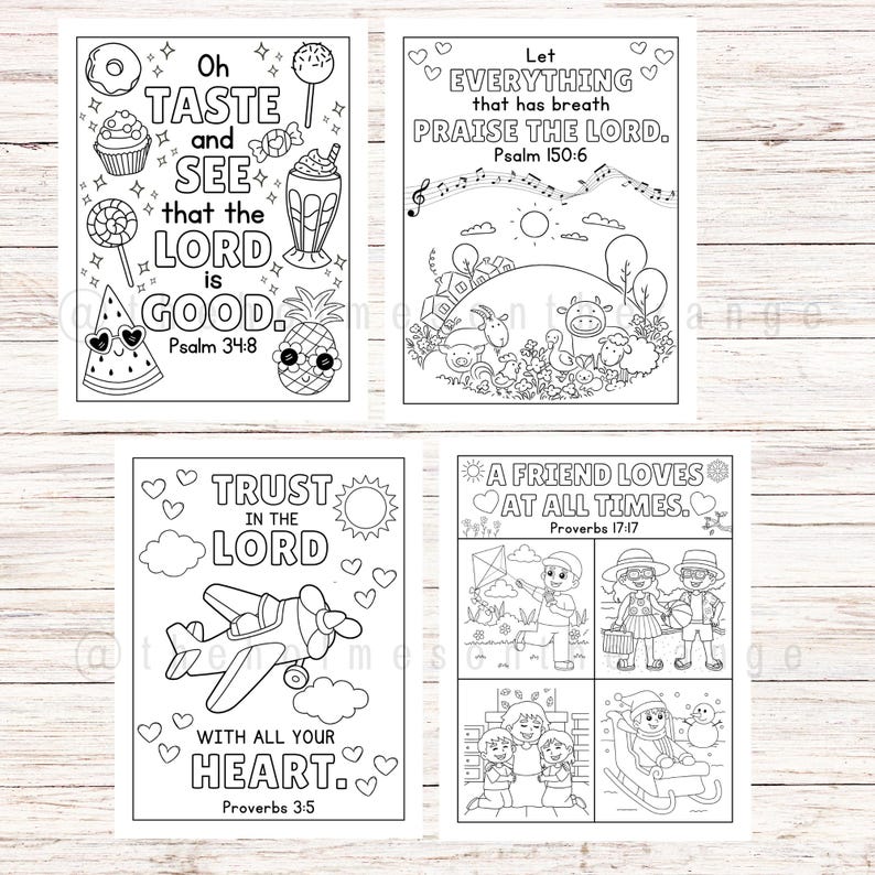 Bible Verse Coloring Pages for Kids | Memory Verse Coloring Pages | Sunday School Activity | 37 Scripture Christian Homeschool Coloring Book image 8