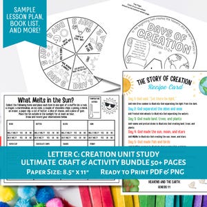 Creation Bible Craft Bundle | Creation Unit Study PreK-2 | Genesis 1 & 2 Kids Bible Study | Days of Creation Activities | Creation Snack Mix