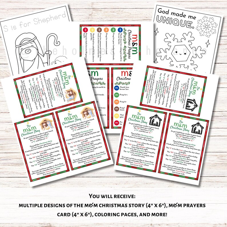 M&amp;M Nativity Christmas Story Printable Tags | Candy Christmas Prayer ...