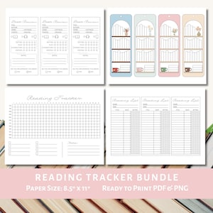 Pack de suivi de lecture | Étagère à signets TBR | Cartes d'invite TBR vierges | Cartes de critique de livre | Livre du mois | 100 livres | Liste de lecture