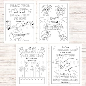 Bible Verse Coloring Pages for Kids | Memory Verse Coloring Pages | Sunday School Activity | 37 Scripture Christian Homeschool Coloring Book image 10