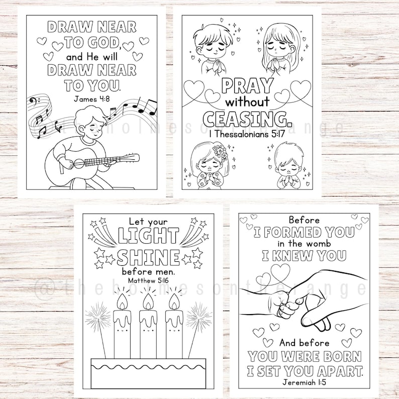 Bible Verse Coloring Pages for Kids | Memory Verse Coloring Pages | Sunday School Activity | 37 Scripture Christian Homeschool Coloring Book image 10