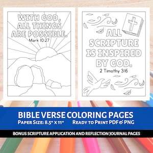 Bible Verse Coloring Pages for Kids | Memory Verse Coloring Pages | Sunday School Activity | 37 Scripture Christian Homeschool Coloring Book