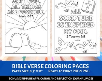 Bible Verse Coloring Pages for Kids | Memory Verse Coloring Pages | Sunday School Activity | 37 Scripture Christian Homeschool Coloring Book