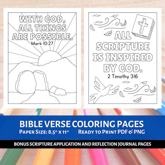 Bible Verse Coloring Pages for Kids | Memory Verse Coloring Pages | Sunday School Activity | 37 Scripture Christian Homeschool Coloring Book
