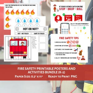 Feuersicherheitsaktivitätspaket für Kinder | Brandschutzmonatsaktivitäten K-2 | Arbeitsblätter zur Brandsicherheitswoche für Kinder | Stop Drop & Roll
