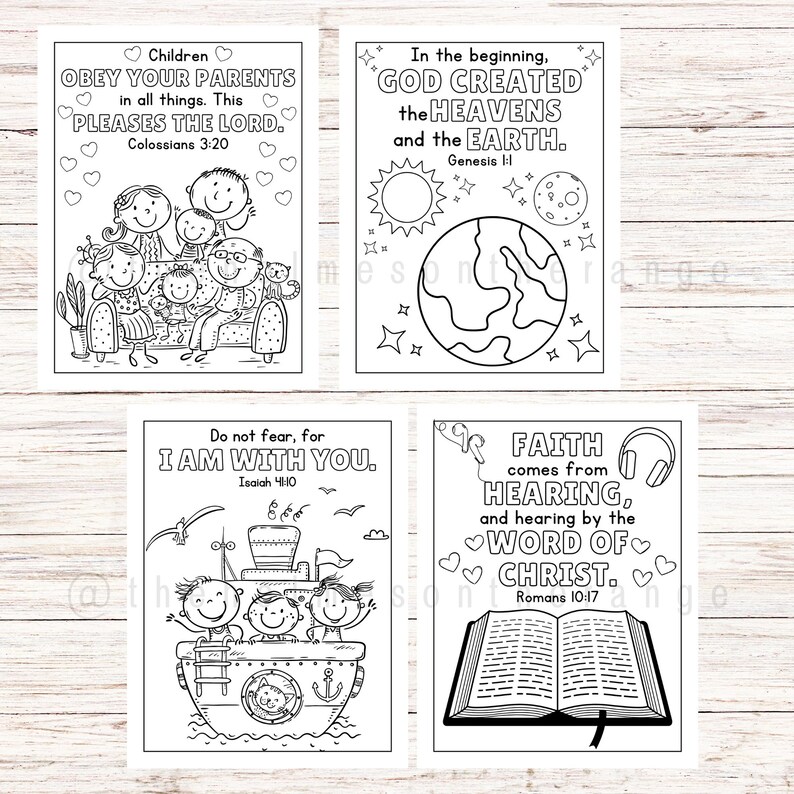 Bible Verse Coloring Pages for Kids | Memory Verse Coloring Pages | Sunday School Activity | 37 Scripture Christian Homeschool Coloring Book image 9