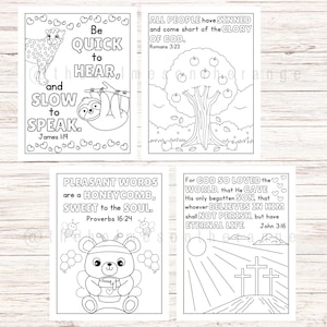 Bible Verse Coloring Pages for Kids | Memory Verse Coloring Pages | Sunday School Activity | 37 Scripture Christian Homeschool Coloring Book image 12