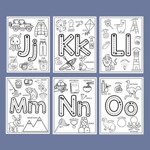 Alphabet Coloring Worksheets with Tracing Letters | Printable Digital Download | Handwriting Practice Letters | PreK Kindergarten | Toddlers image 4