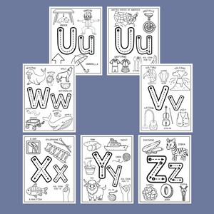 Alphabet Coloring Worksheets with Tracing Letters | Printable Digital Download | Handwriting Practice Letters | PreK Kindergarten | Toddlers image 6