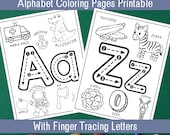 Alphabet Coloring Worksheets with Tracing Letters | Printable Digital Download | Handwriting Practice Letters | PreK Kindergarten | Toddlers