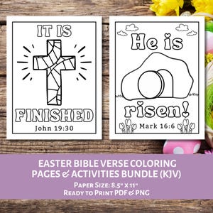 Christian Easter Coloring Pages & Activity Bundle for Kids KJV | Resurrection Day Activities | Sunday School Lesson | Homeschool Holy Week