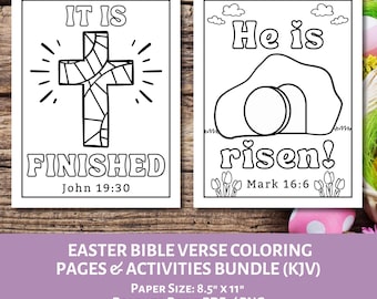 Christian Easter Coloring Pages & Activity Bundle for Kids KJV | Resurrection Day Activities | Sunday School Lesson | Homeschool Holy Week