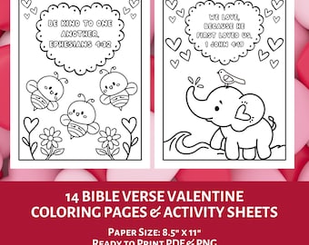 Valentine's Day Bible Verse Coloring Pages & Activity Bundle | Scripture Valentine's Day Activity | Homeschool Sunday School Activity
