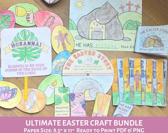 Paasknutsel- en activiteitenbundel voor kinderen | Knutselen in de Goede Week | Christelijke bijbelknutsels | Hij is verrezen Knutselen | Knutselen voor de opstandingsdag