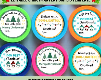 Play-Doh Christmas Gift Tag Round Labels 1.5" - 2" - 3" | Classroom Gift | Non-Candy Gift | Student Gift | Instant Download | Canva Template