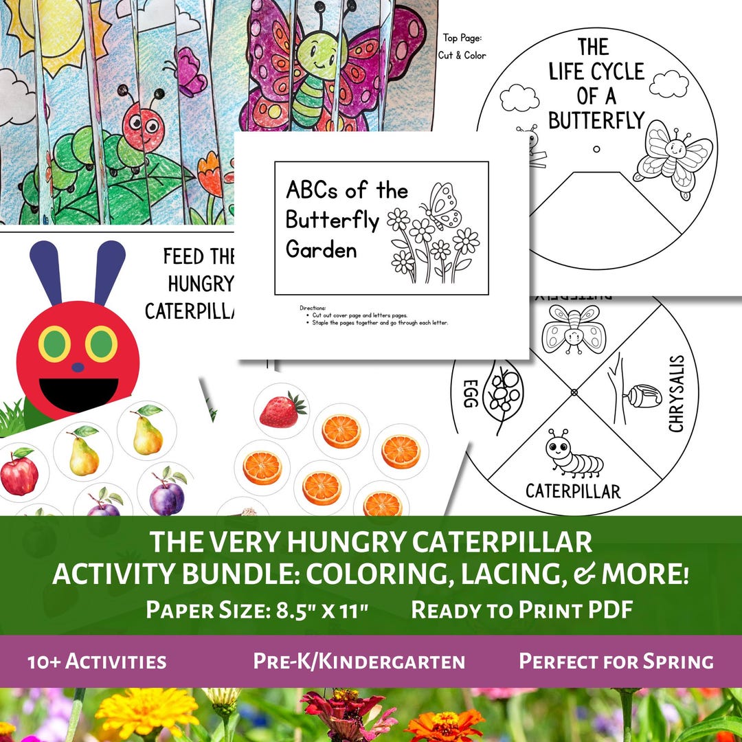 The Very Hungry Caterpillar Activity Bundle | Butterfly Life Cycle ...