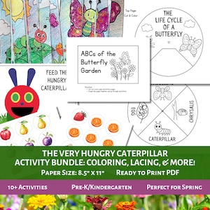 The Very Hungry Caterpillar Activity Bundle | Butterfly Life Cycle | Dramatic Play Activity | Butterfly Unit Study | Days of the Week