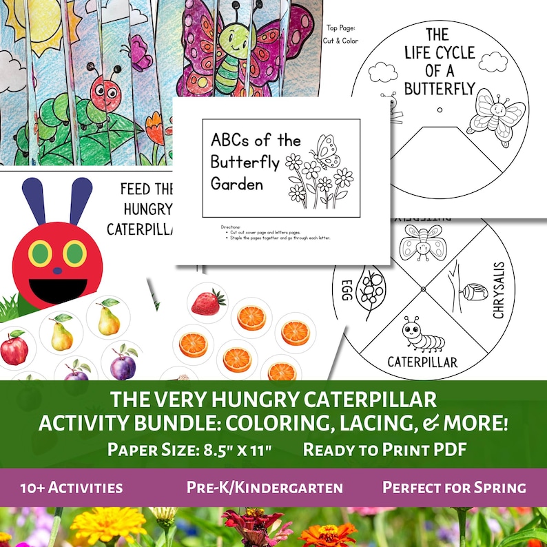 The Very Hungry Caterpillar Activity Bundle | Butterfly Life Cycle ...