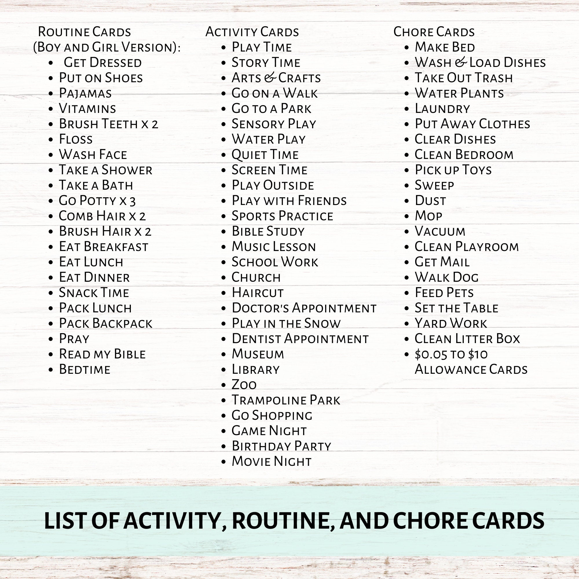 Routine and Chore Chart Bundle for Kids Allowance Tracker - Etsy