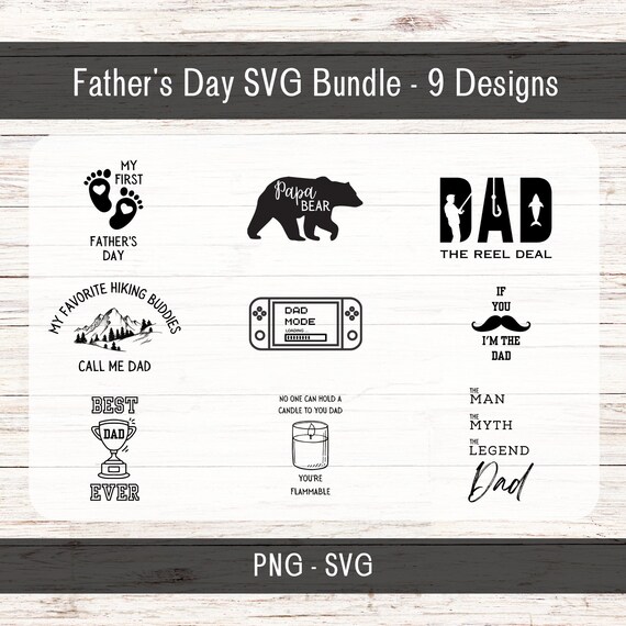 Father's Day SVG PNG Bundle | DIY Dad Gift | Papa Bear | First Father's Day | Best Dad Ever | Fishing Hiking Dad | Digital Download |