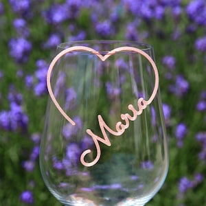 Herz mit Namen zum Einhängen ins Glas - viele Farben - Namensschild - Tischkarten für Hochzeit, Geburtstag oder Firmenfeier